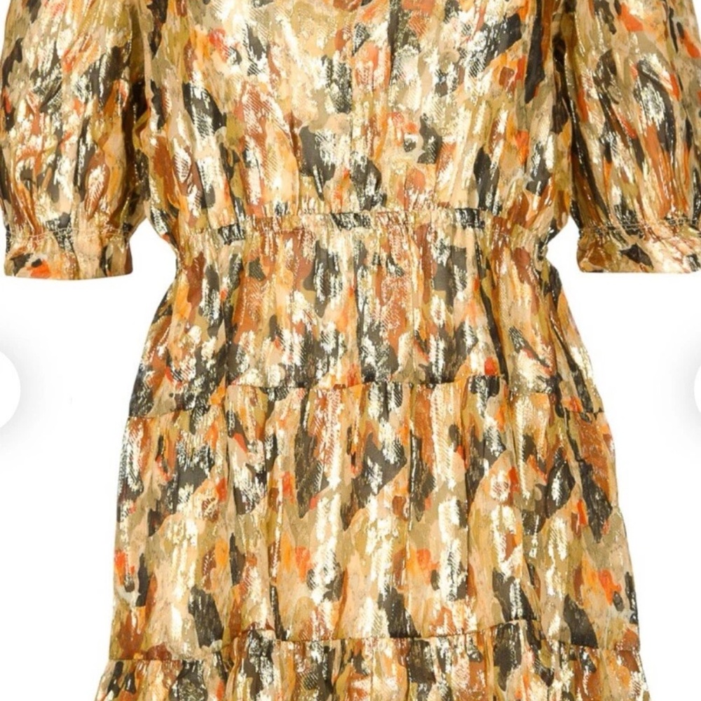 BASH BA&SH Silk lurex dress with print Gloria | yellow | MEDIUM - Picture 5 of 14